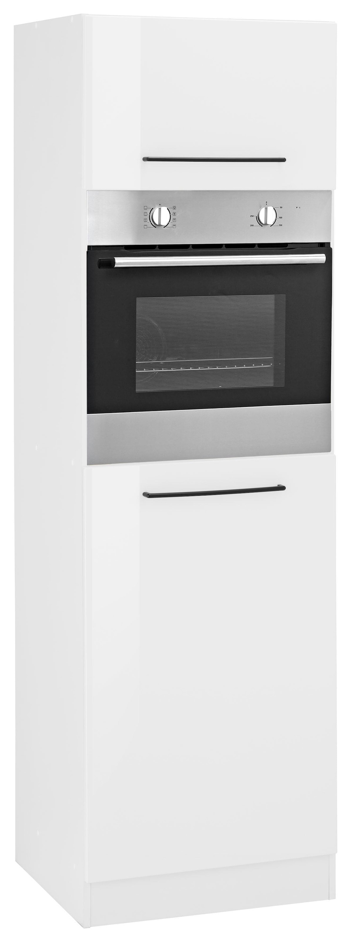 KOCHSTATION Backofenumbauschrank »KS-Tulsa« 60 cm breit, 200 cm hoch, für Einbaubackofen, schwarze Metallgriffe