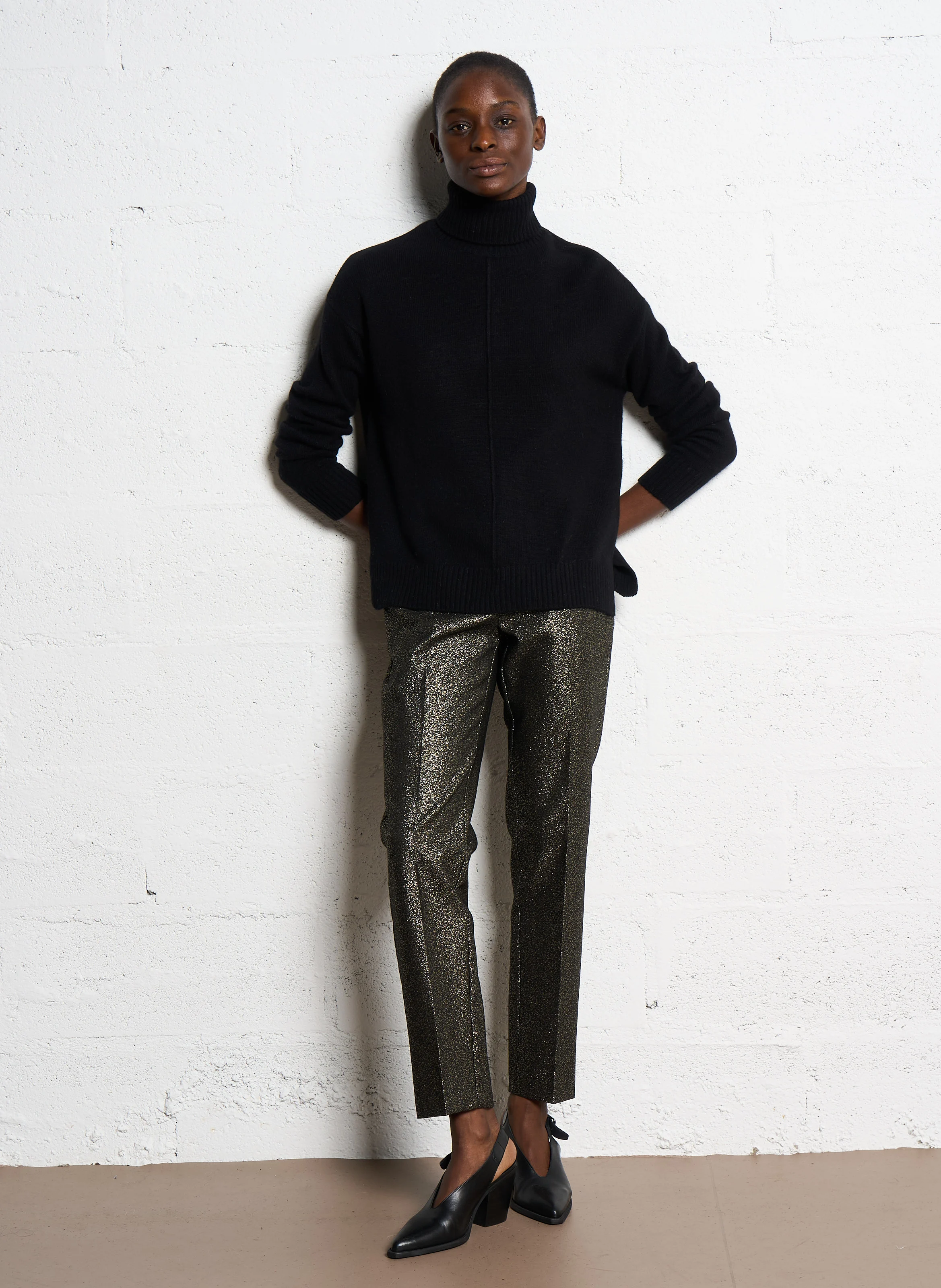 PORTLAND - Pantalon cigarette métallisé| Doré