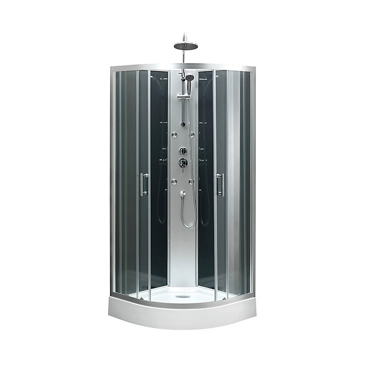 Cabine de douche hydromassante circulaire chromé GoodHome Onega 85 x 85 cm