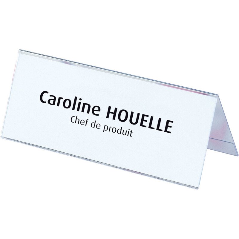 Chevalet porte-nom Oxford plastique 60 x 250 mm - Paquet de 25