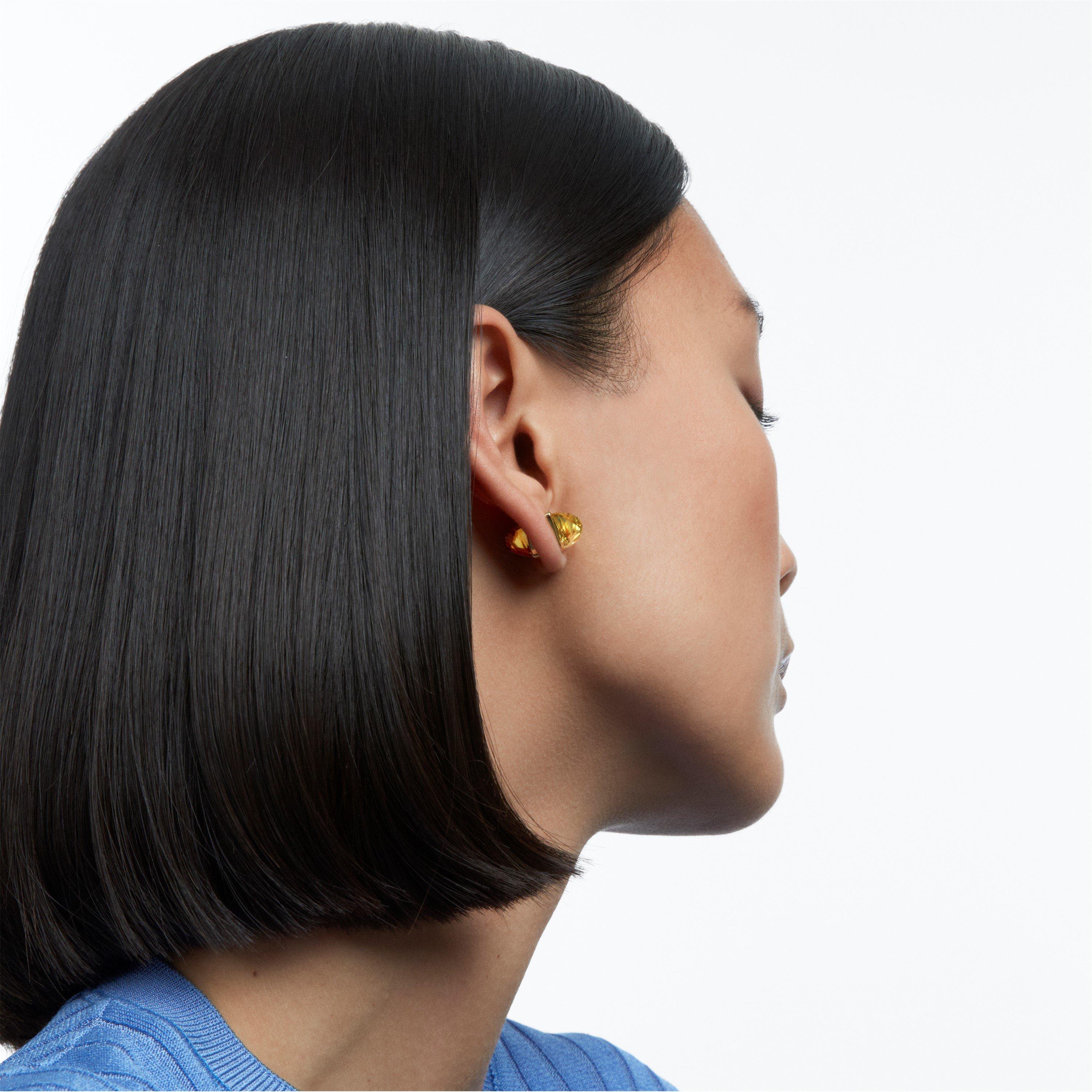 Swarovski Lucent ear cuff, Single, Magnetic closure, Yellow, Gold tone plated