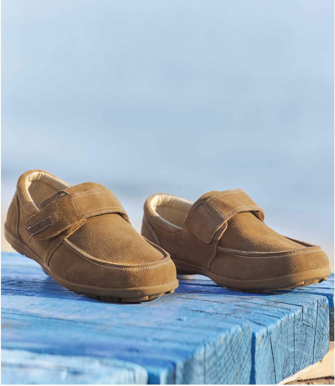 Mocassins Scratchés en Croûte de Cuir
