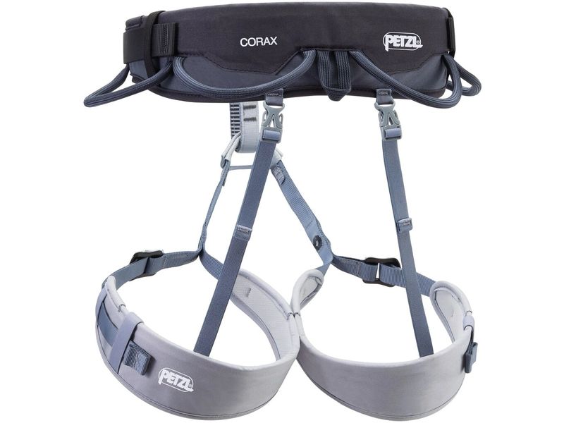 Petzl Klettergurt Corax Harness, Dunkelgrau, Grösse: 1 Vielseitiger, verstellbarer Klettergurt zum Sportklettern und Bergsteigen