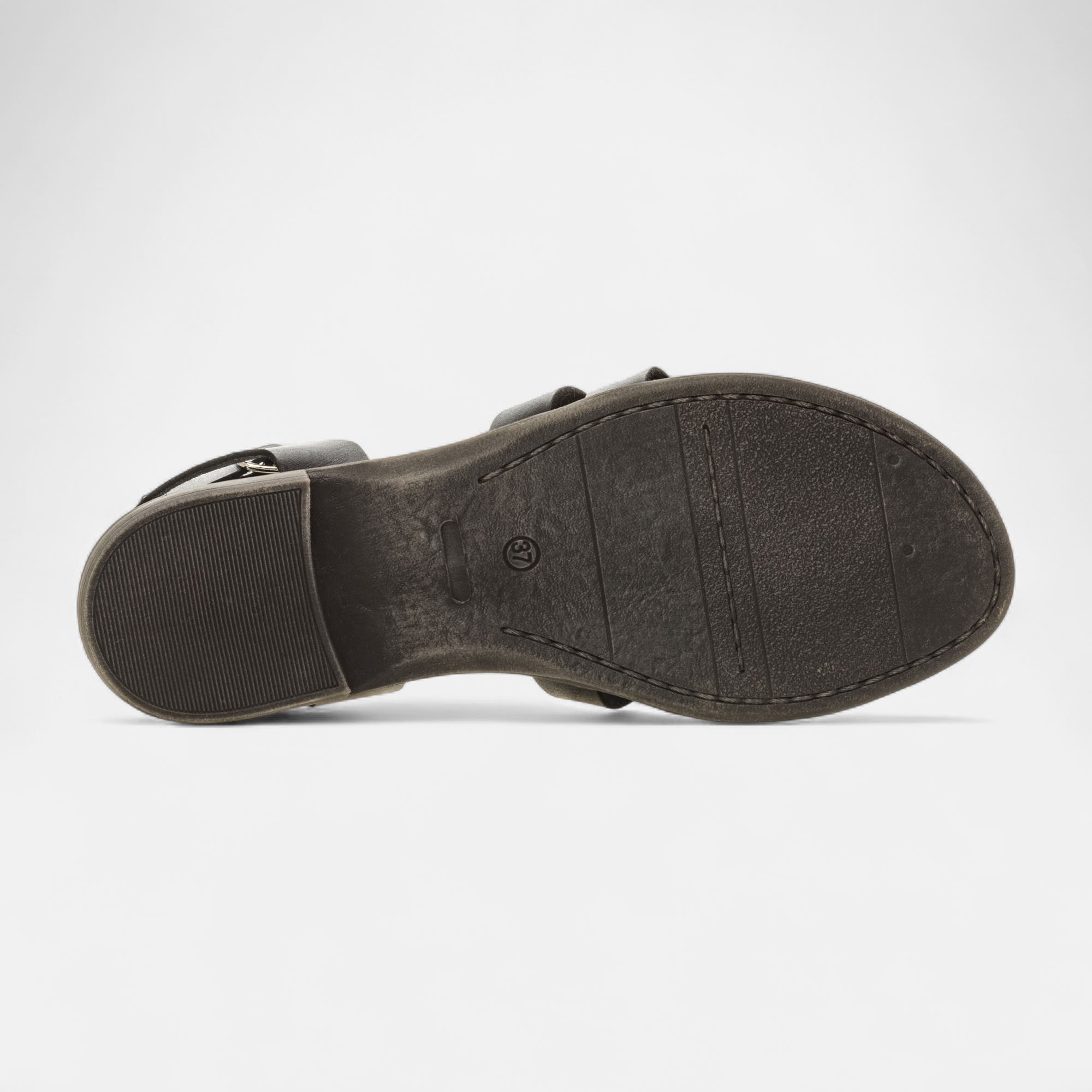 Nu-pieds Femme en cuir noir