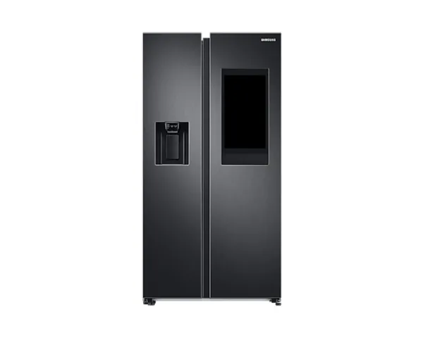 Samsung Family Hub RS6HA8891B1 - Køleskab/fryser - side-by-side med vanddispenser, isdispenser - Wi-Fi - bredde: 91.2 cm - dybde: 71.6 cm - højde: 178 cm - 614 liter - Klasse E - premium sort stål/sort