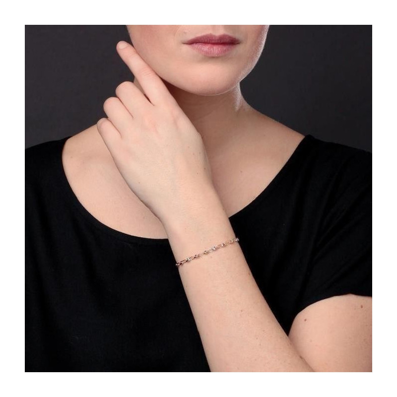 Bracelet Femme 3 Ors - Or Tricolore - Grain de Café Jaune, Blanc et Rose
