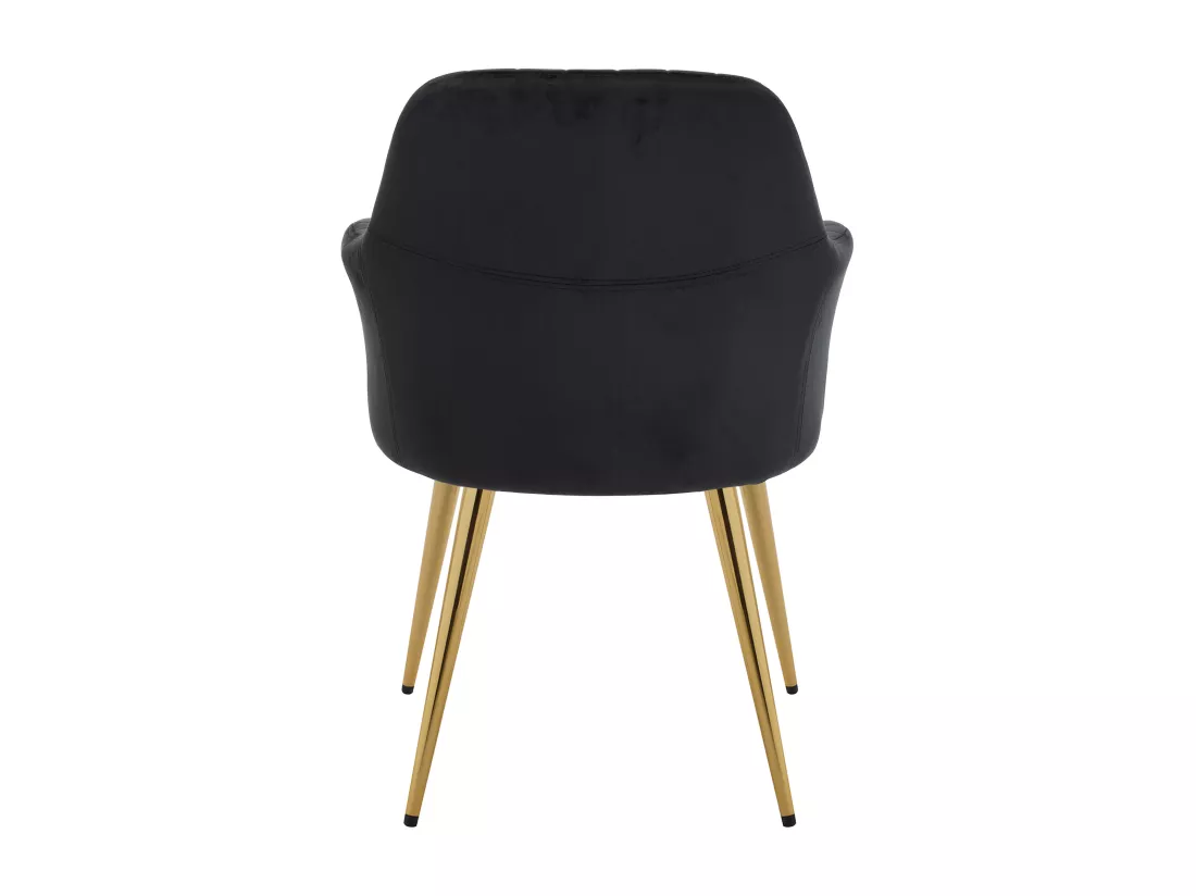 Lot de 2 chaises avec accoudoirs en velours et métal doré - Noir - ELEANA