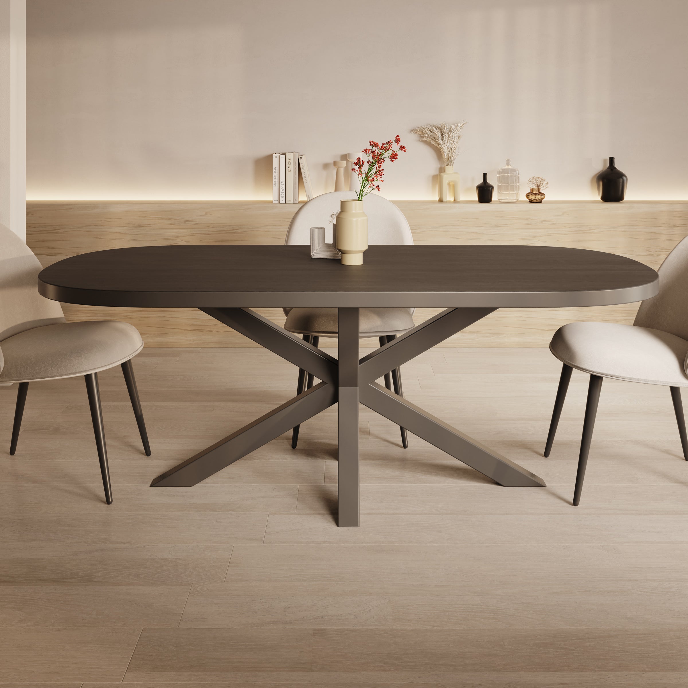 Ovelis - Eetkamertafel - Zwart eiken - 209x100x77 cm