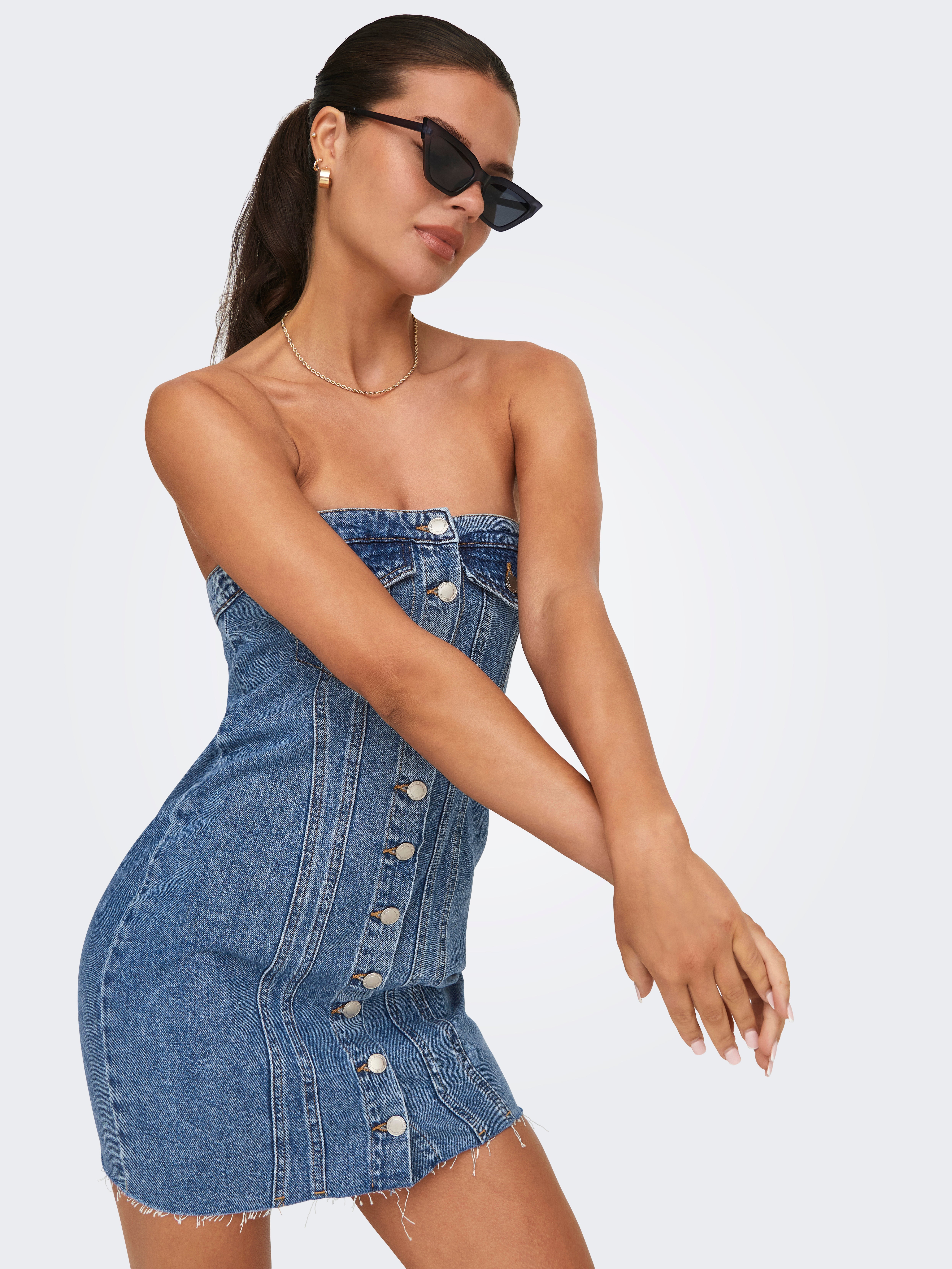 ONLJASMINE Kurzes Kleid Medium Blue Denim