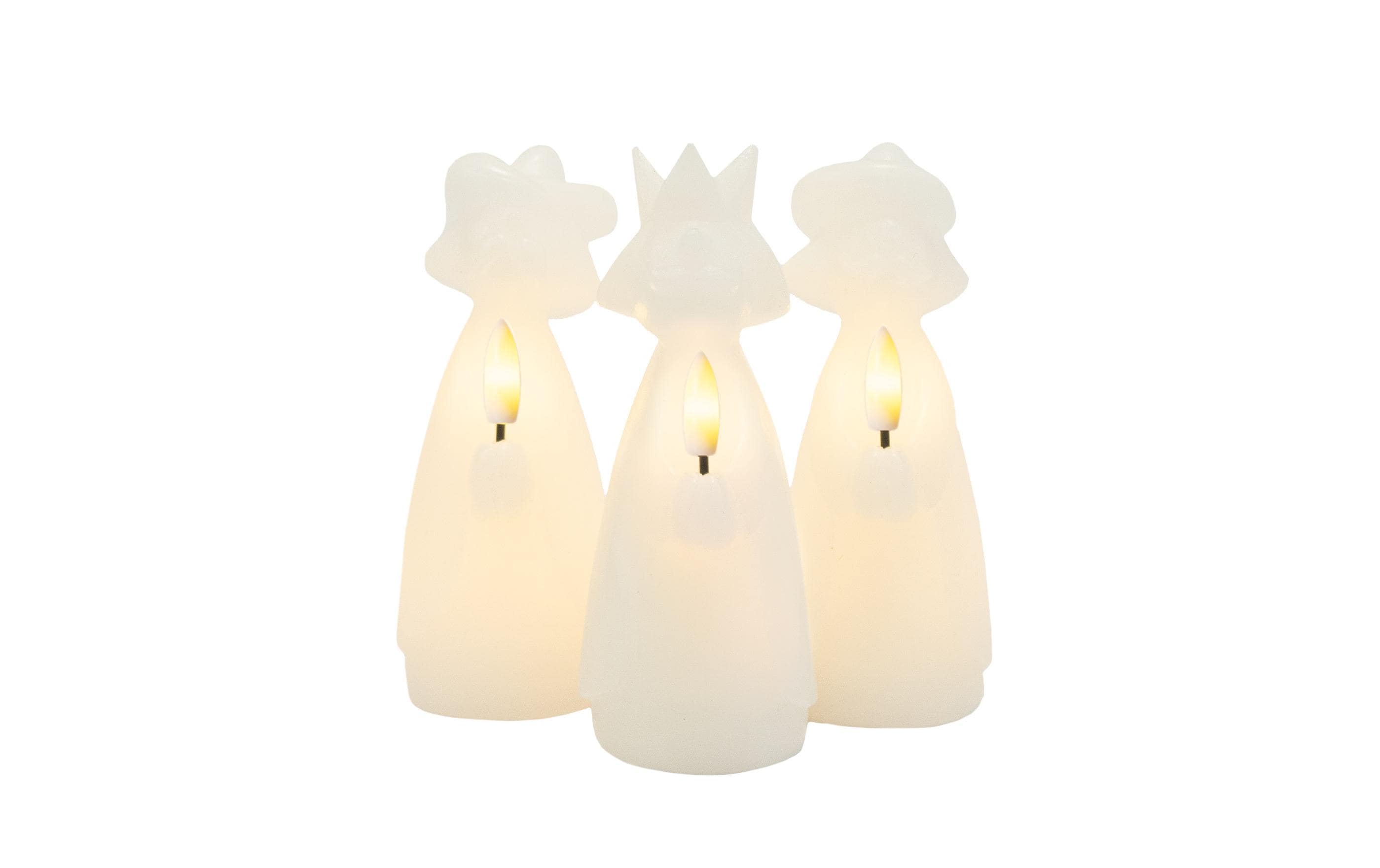 LED-Kerzen Set Drei Könige Maria, WeissLED Kerzen für den Innenbereich