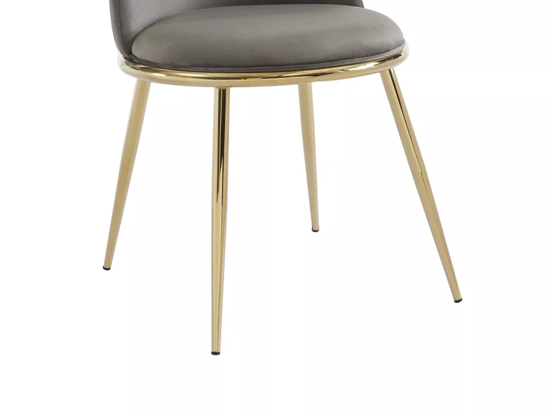 Lot de 6 chaises en velours et métal doré - Gris - NEBINA de Pascal MORABITO
