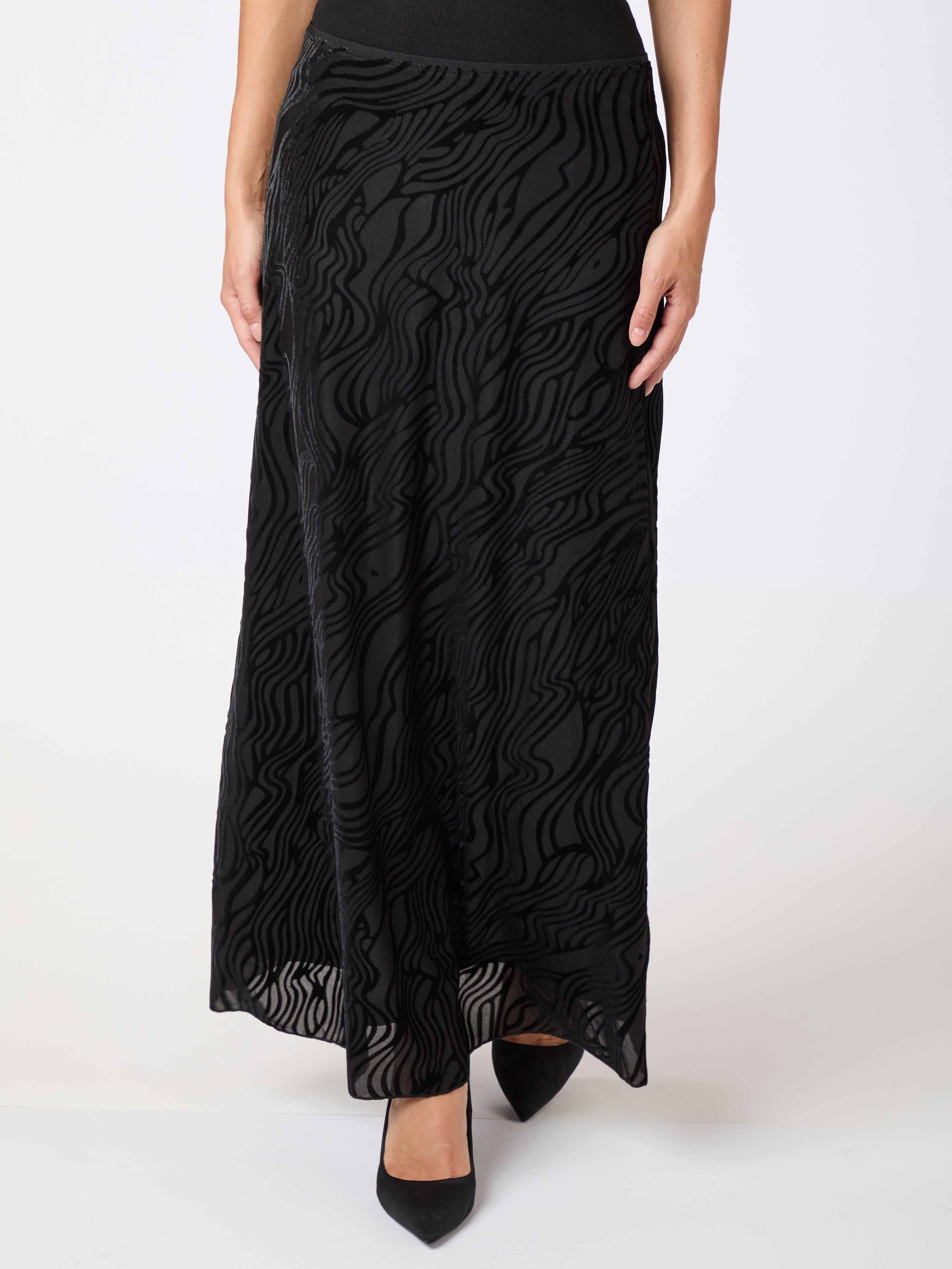 Neo Noir  Vicky Zebra Burnout nederdel - sort