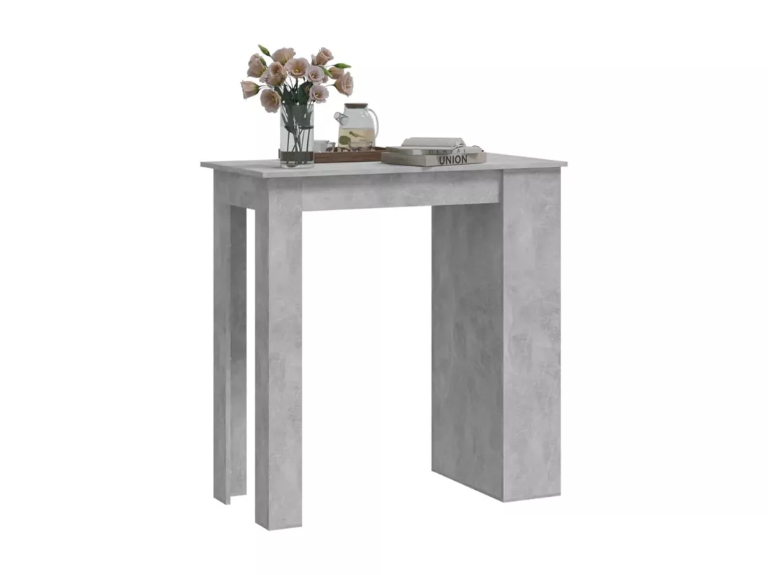 Table de bar à étagère de rangement Gris béton 102x50x103,5 cm