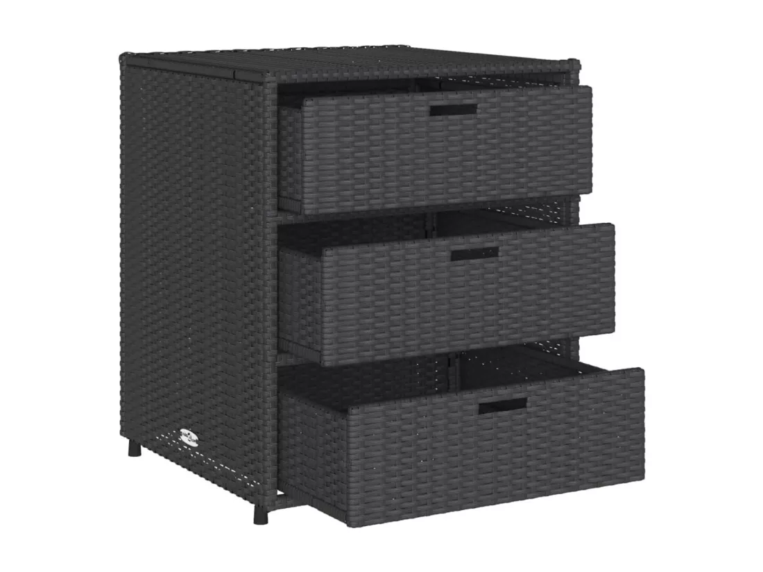 Armoire de rangement de jardin noir 55x59x69 cm résine tressée