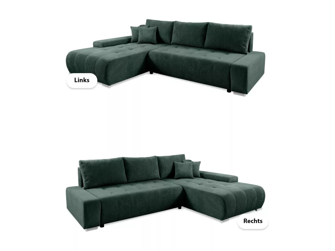 CANAPÉ D'ANGLE avec coffre de rangement Tragel L, vert