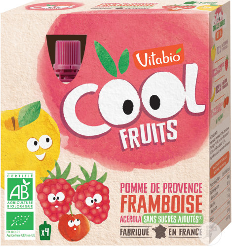 Vitabio Cool Fruits Pomme Et Framboise 4x90g