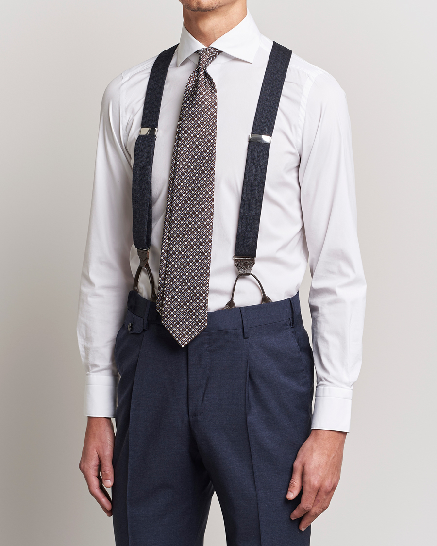 Albert Thurston Herringbone Braces 40mm Dark Blue