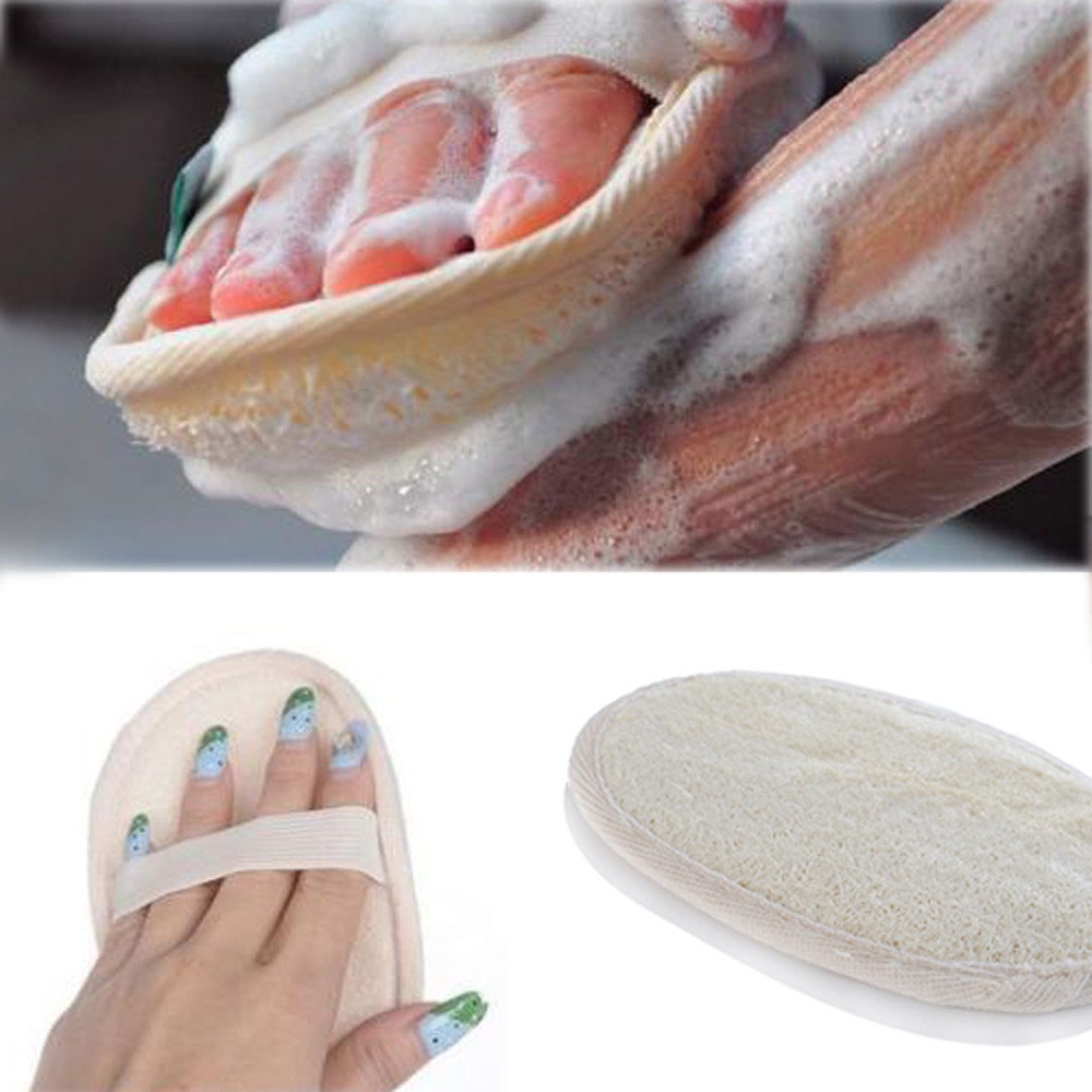 Natürlicher Luffaschwamm Peeling Duschschwamm Massage Badeschwamm mit Handschlaufe - Beige