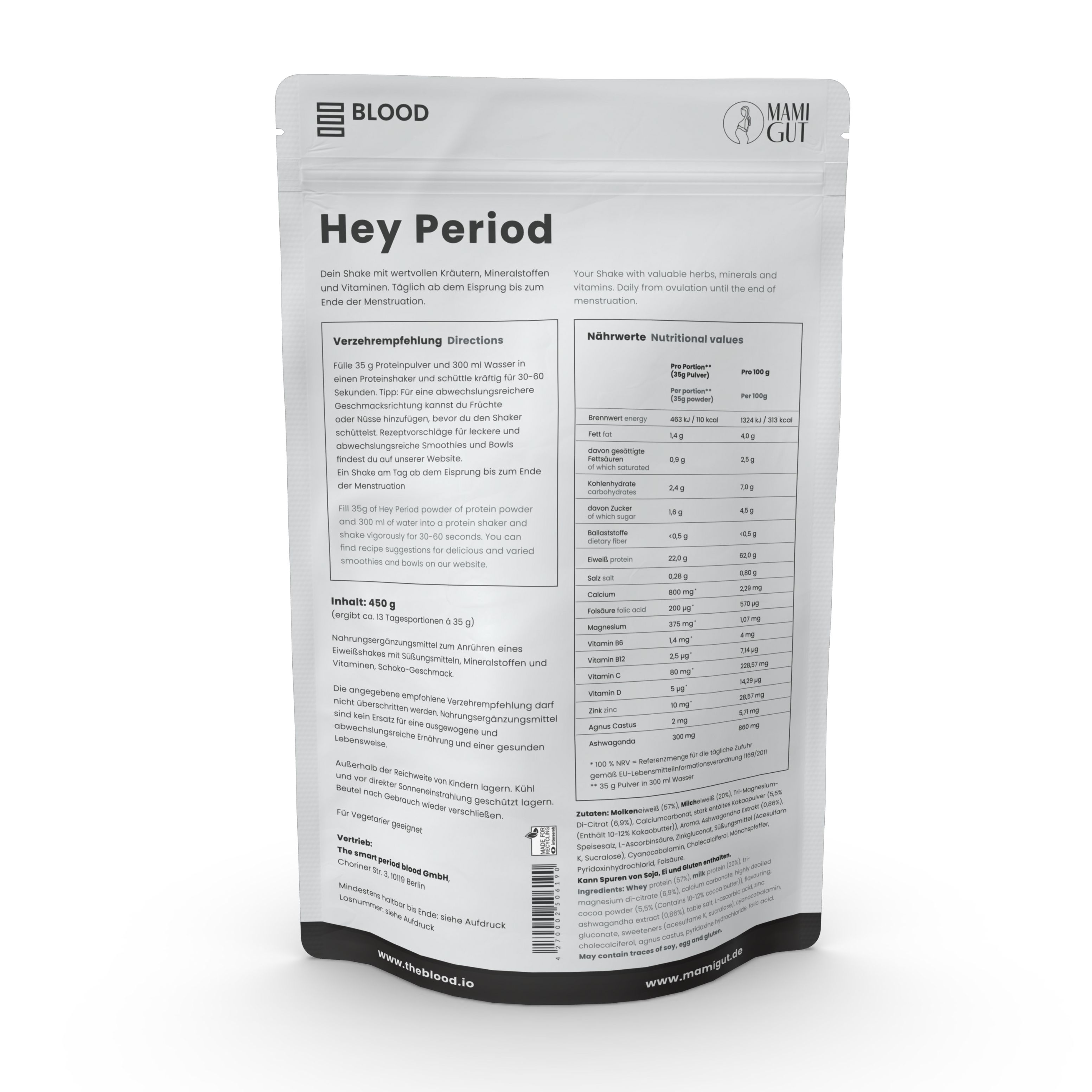 MamiGut Hey Period Nahrungsergänzungsmittel mit Zink, Magnesium, Vitamin B6 und Mönchspfeffer