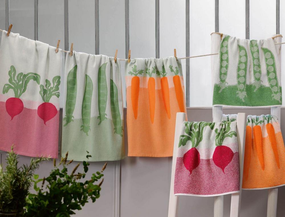 Lot de 3 torchons et 3 essuie-mains-Petits légumes