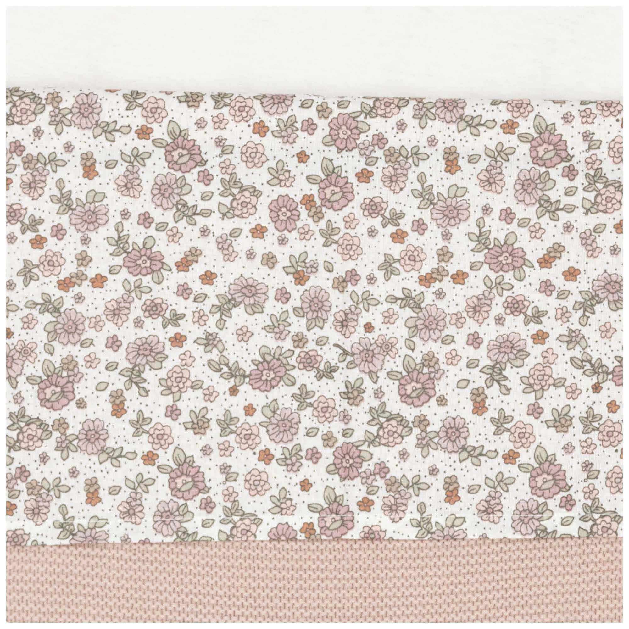 Jollein ledikantlaken retro flowers wit