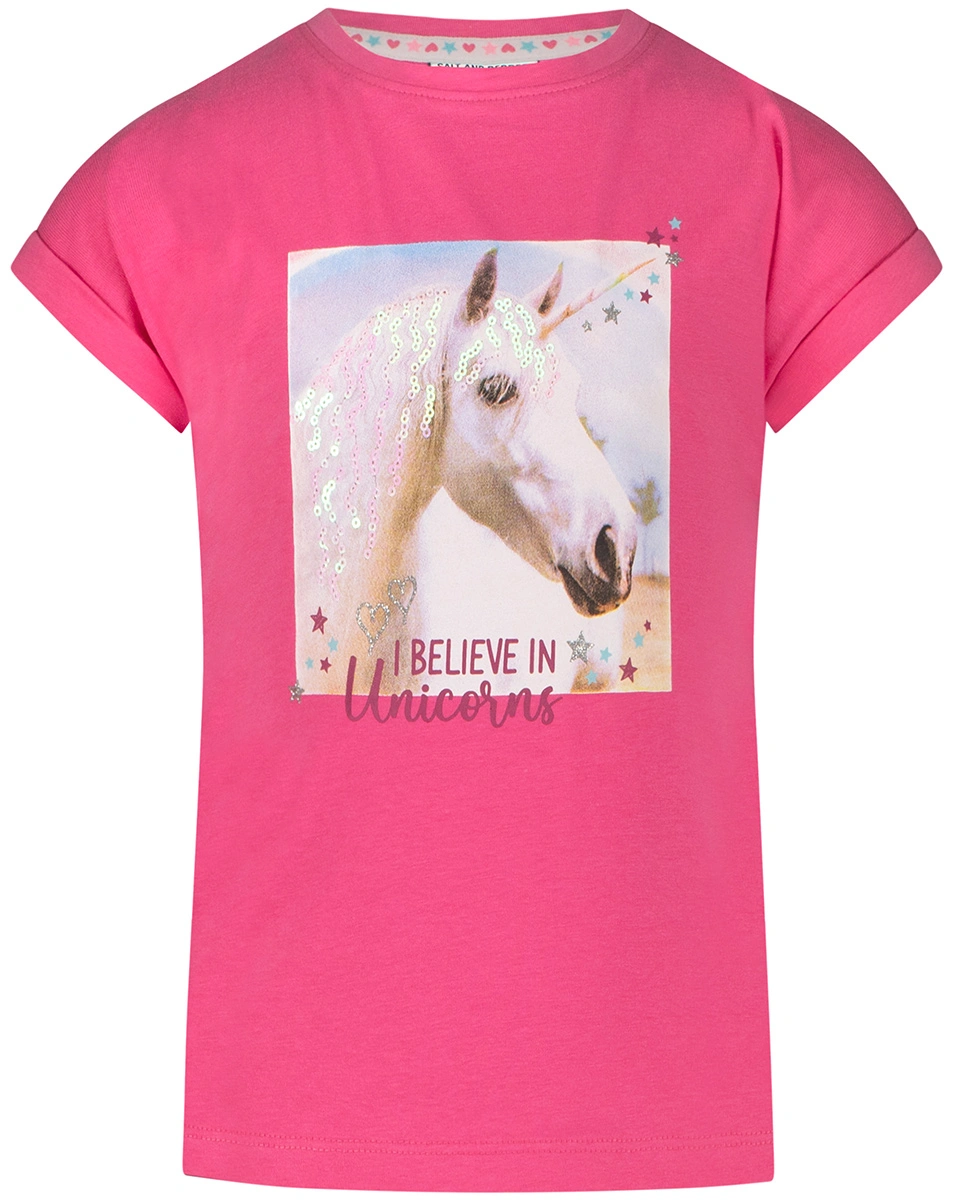 T-Shirt I BELIEVE IN UNICORNS in paradise pink