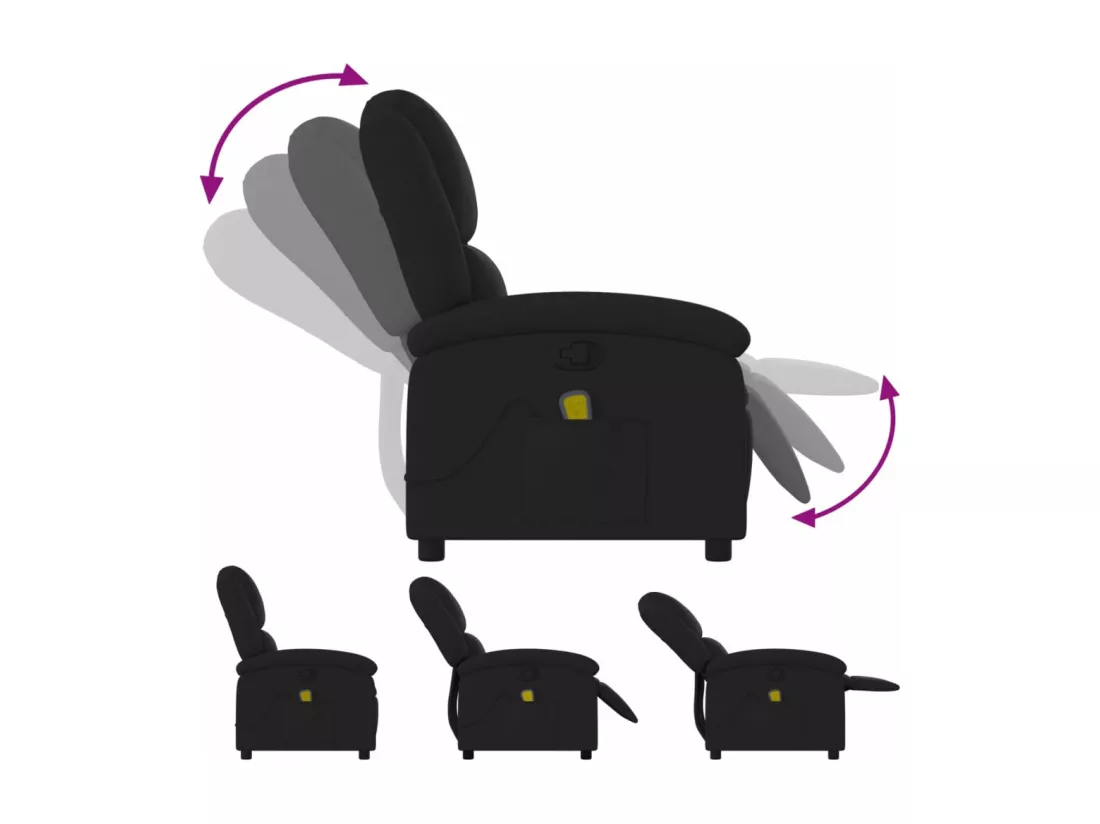 Fauteuil de massage inclinable Noir Tissu