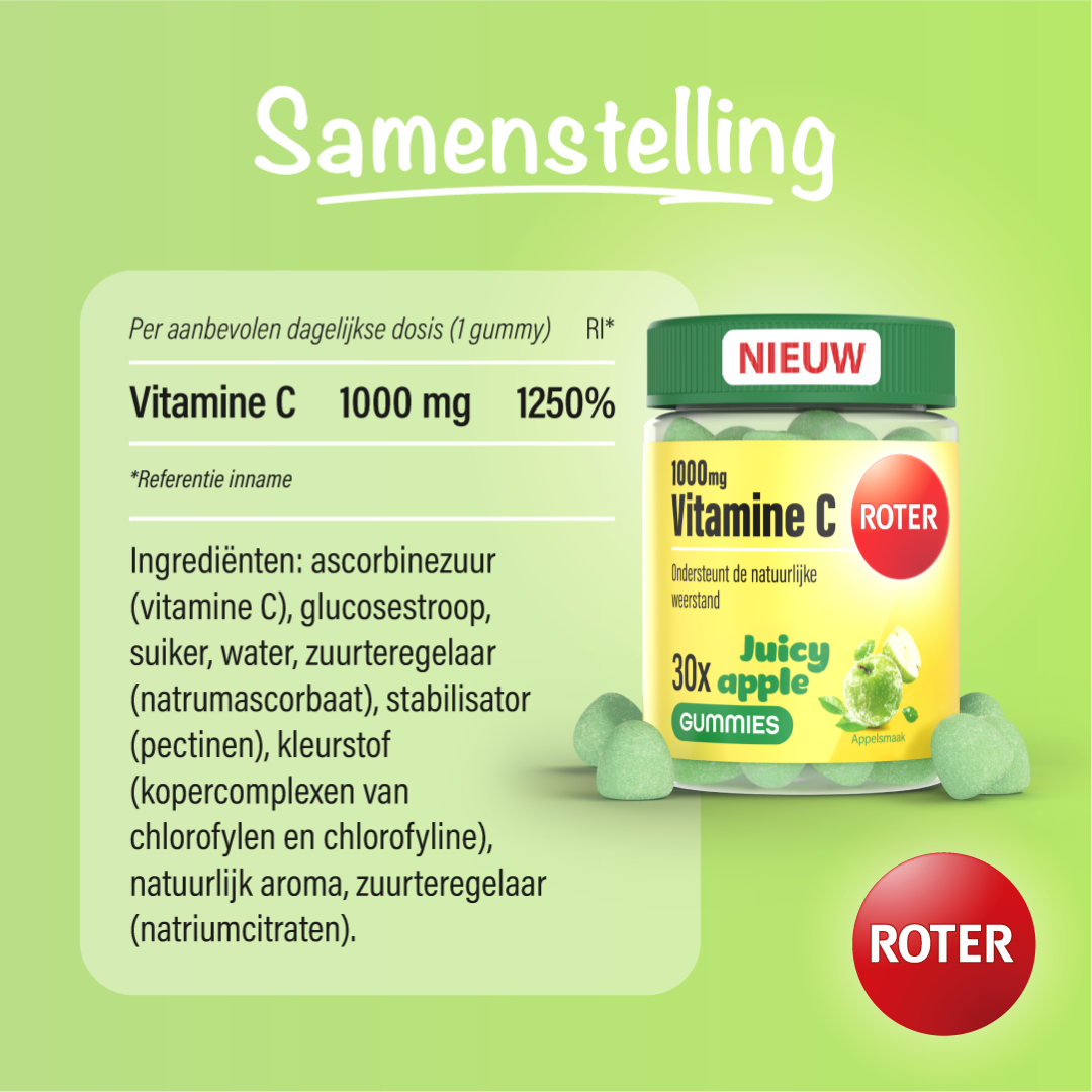 Roter Vitamine C 1000 mg Juicy Apple (30 gummies)