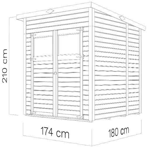 Alpholz Gerätehaus Mollie 197x193 cm Fichtenholz 14 mm Wandstärke Pultdach Gerätehaus mit Montagematerial