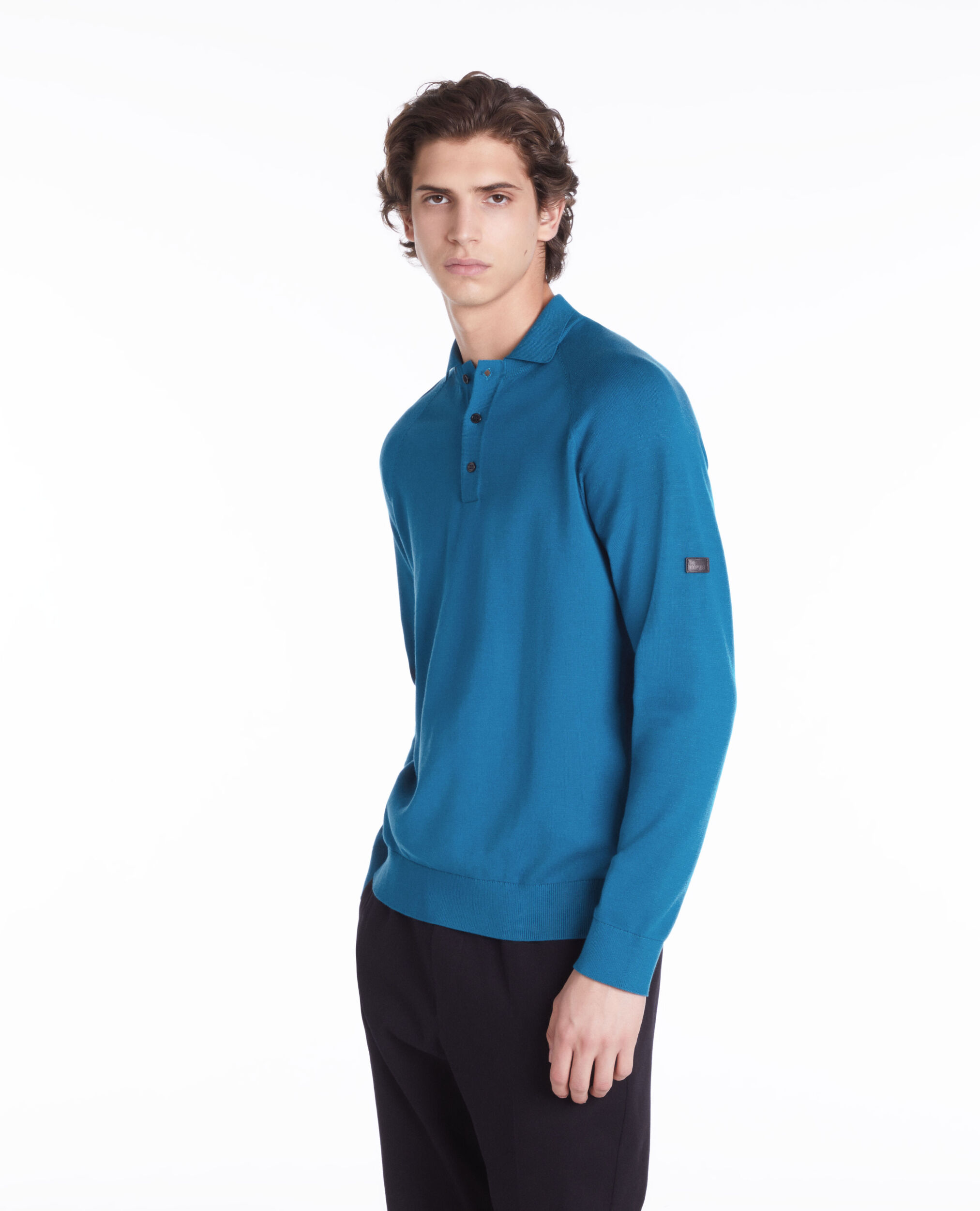 Polo bleu en maille