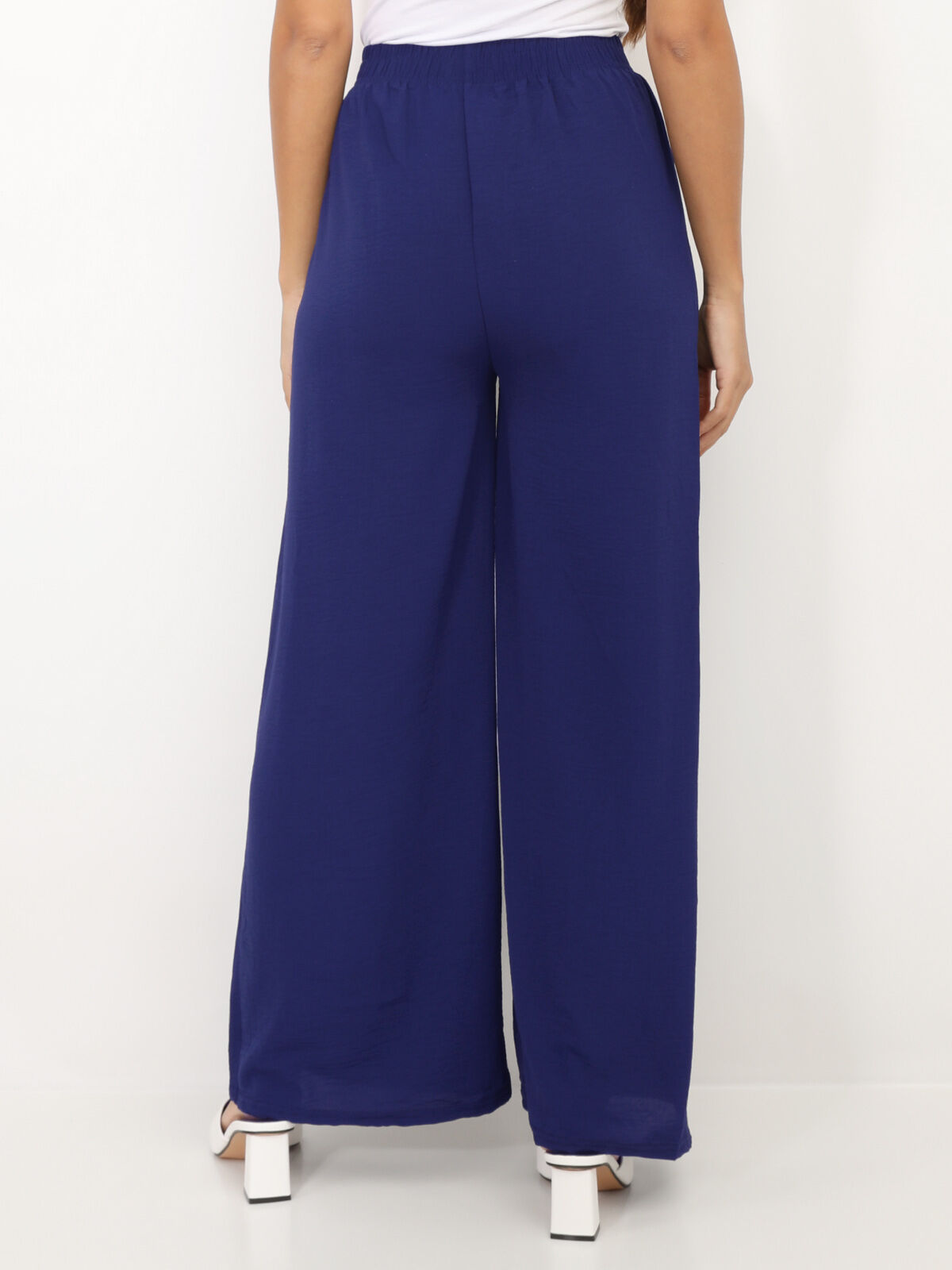 Pantalon ample ceinturé- Bleu