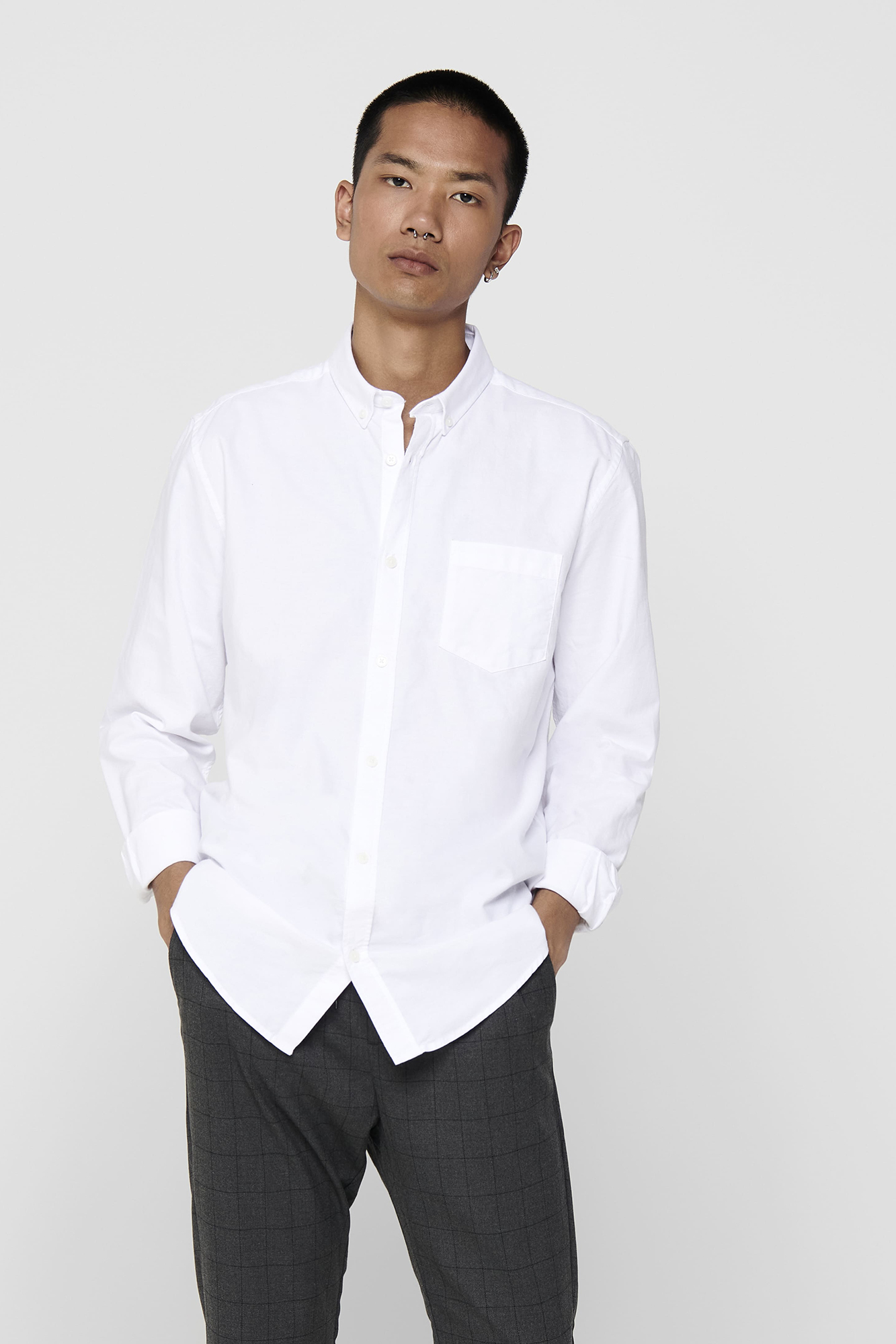 Camisa Oxford de manga comprida