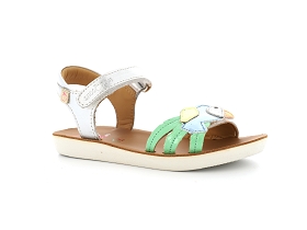 Shoopom-GOA TOUCAN Cuir Argent-Vert