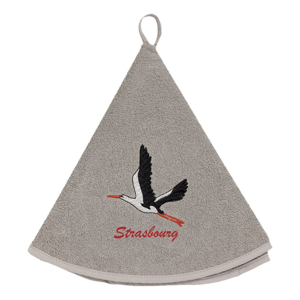 Essuie-mains rond cigogne envol strasbourg gris diameter 60 cm