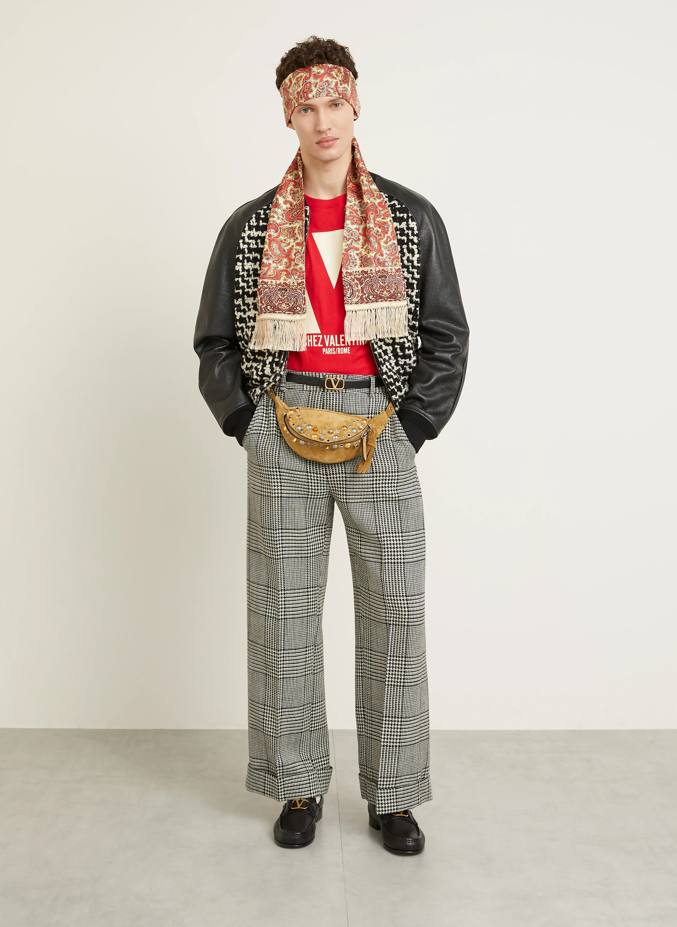 VALENTINO Tweed-Blouson im Materialmix