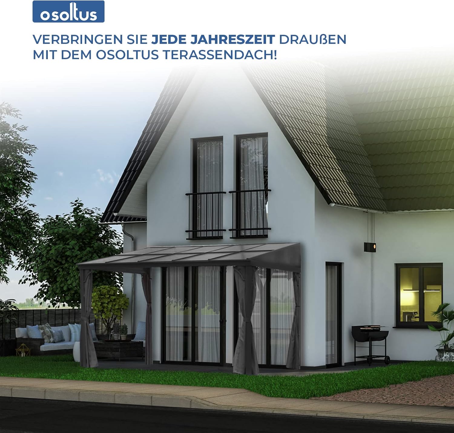 Terrassendach Toledo Gartenpavillon Aluminium | Hardtop Pavillon 3x4m anthrazit