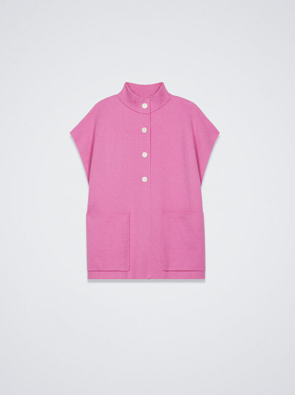 Poncho de malha de manga curta - Rosa