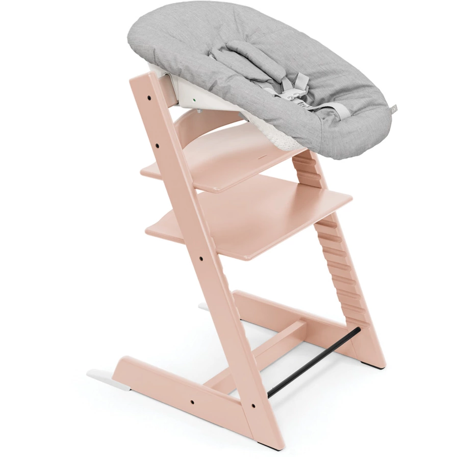 STOKKE® Mega Tripp Trapp® Set Hochstuhl Buche Serene Pink inkl. Newborn Set™ Grey und Baby Set Serene Pink