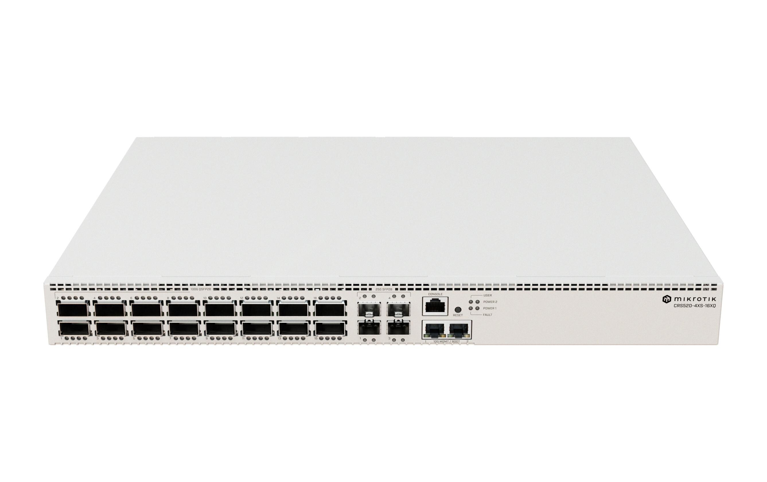 Switch CRS520-4XS-16XQ-RM 22 Port<br>Ultra-schneller Enterprise-Switch mit herausragender Verarbeitungskraft und dem besten Preis-Leistungs-Verhältnis pro 100-Gigabit-Port