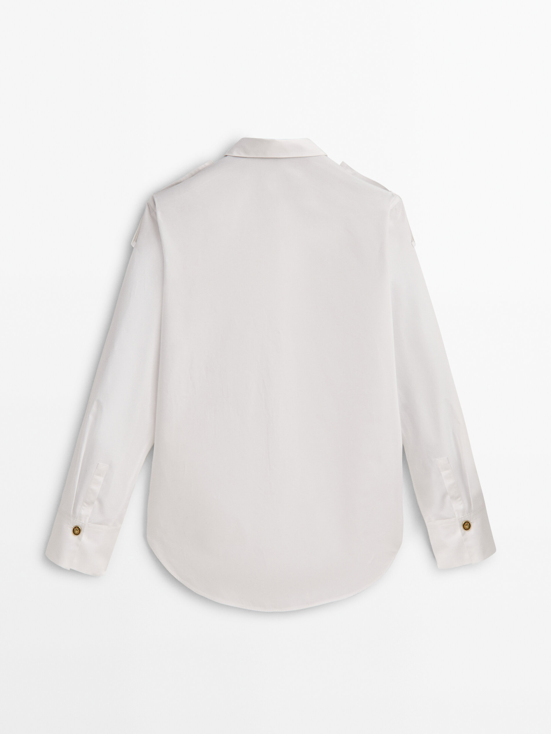Camisa de popeline com detalhe de botão dourado - BRANCA