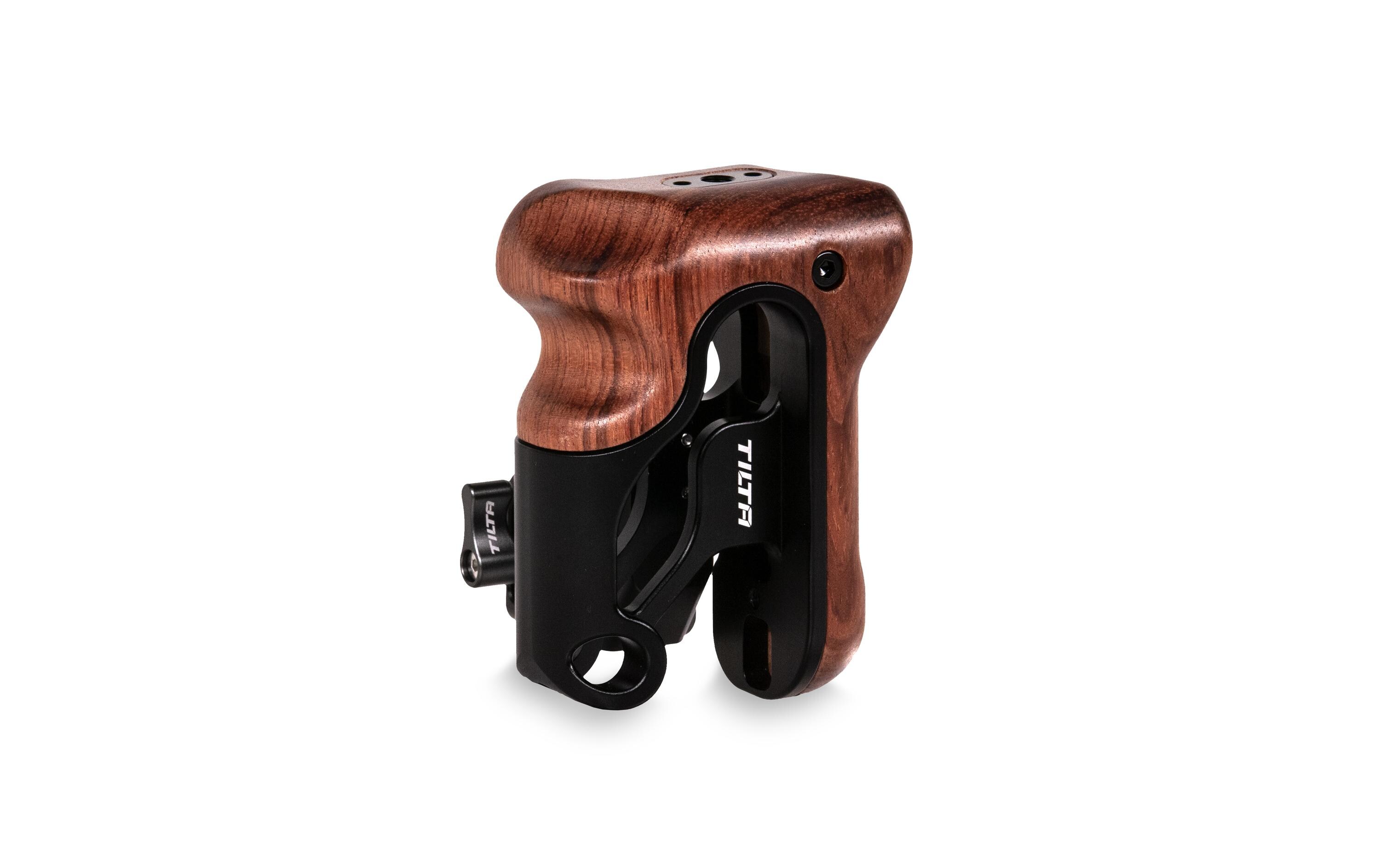 Left Side Wooden Handle Type VI - SchwarzErgonomischer Griff zur Befestigung an der linken Seite der Tiltaing-Kamerakäfige für maximalen Komfort