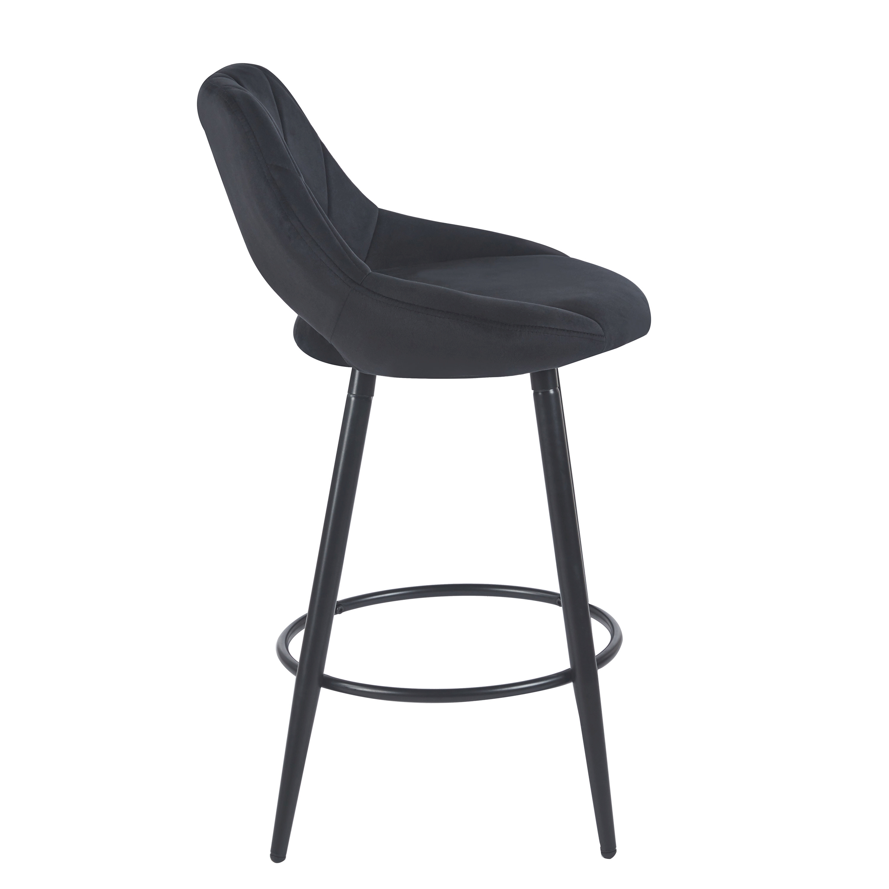 Barhocker Samt GORDON 2er Set anthrazit