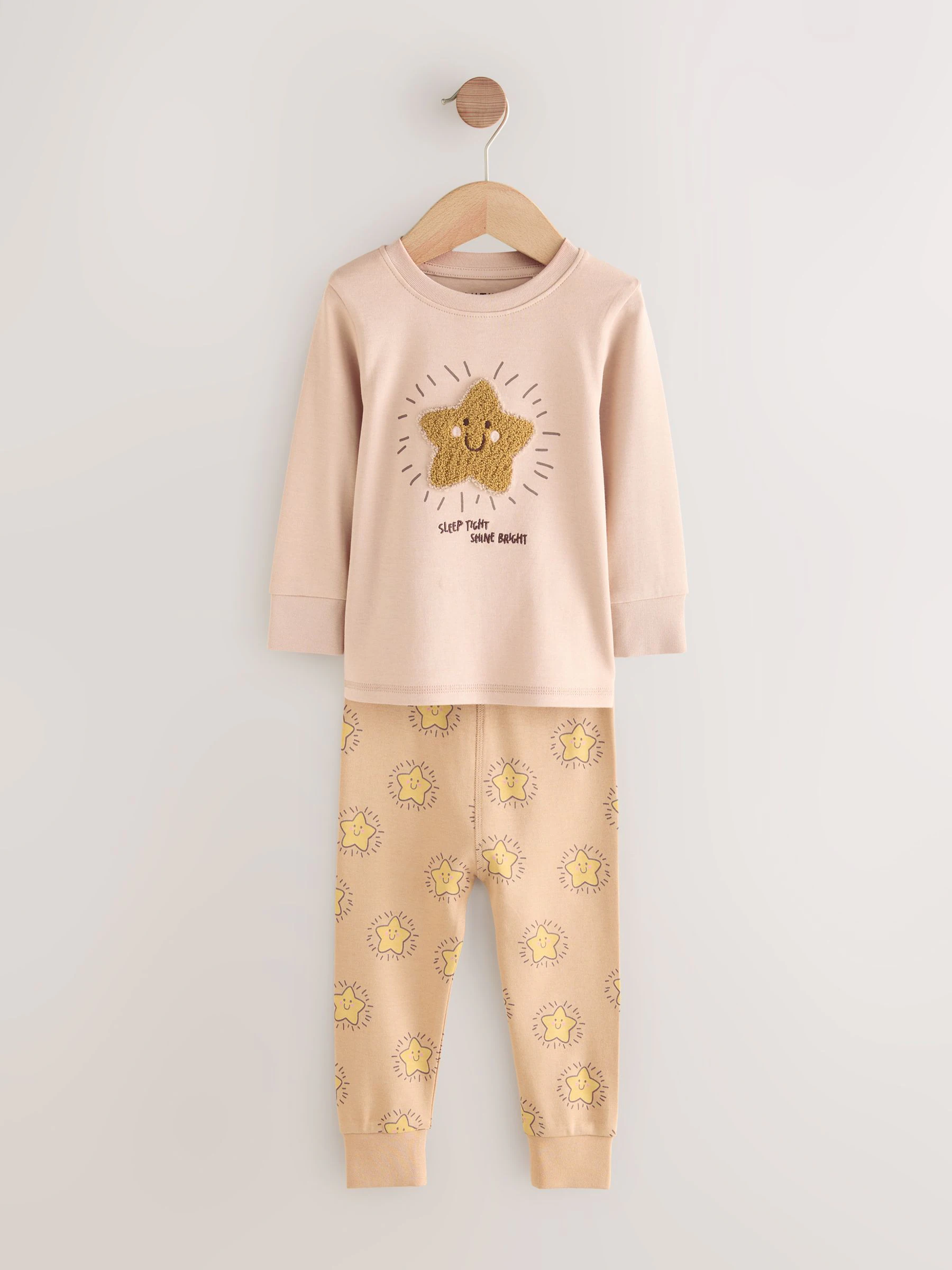Bruin met beer/Ster - Verpakking van 3 knusse pyjama's (9 mnd-9 jr)