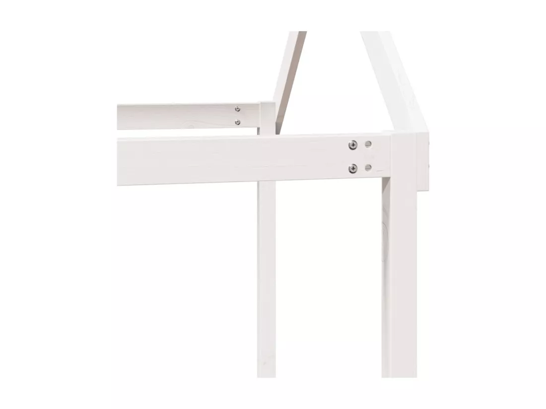 Lit superposé et échelle et toit blanc 90x200cm bois pin massif