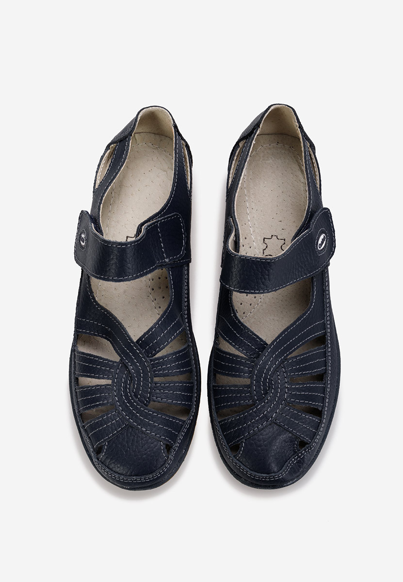 Ballerines femme en cuir bleus Parina