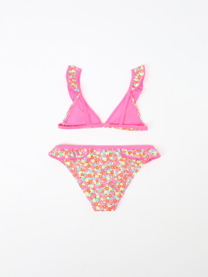 Conjunto de biquíni estampado de duas peças - Laranja Fluorescente