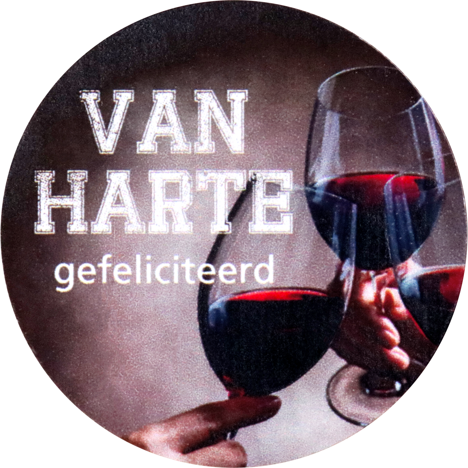 Etiket, Cadeauetiket, papier, Van harte gefeliciteerd, ∅35mm,