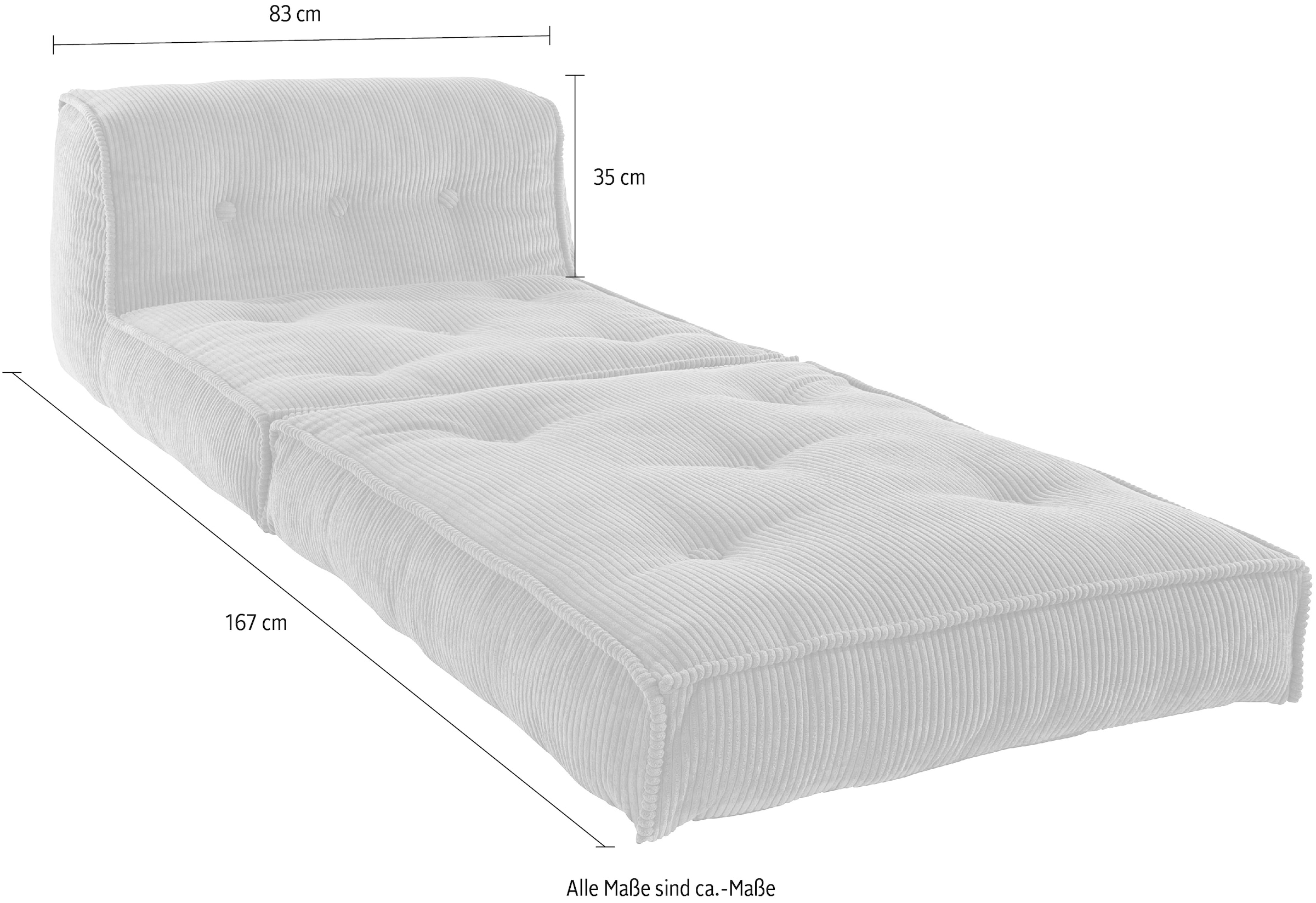 INOSIGN Sessel »Pia« Loungesessel aus Cord, in 2 Grössen, Pouf-Funktion.