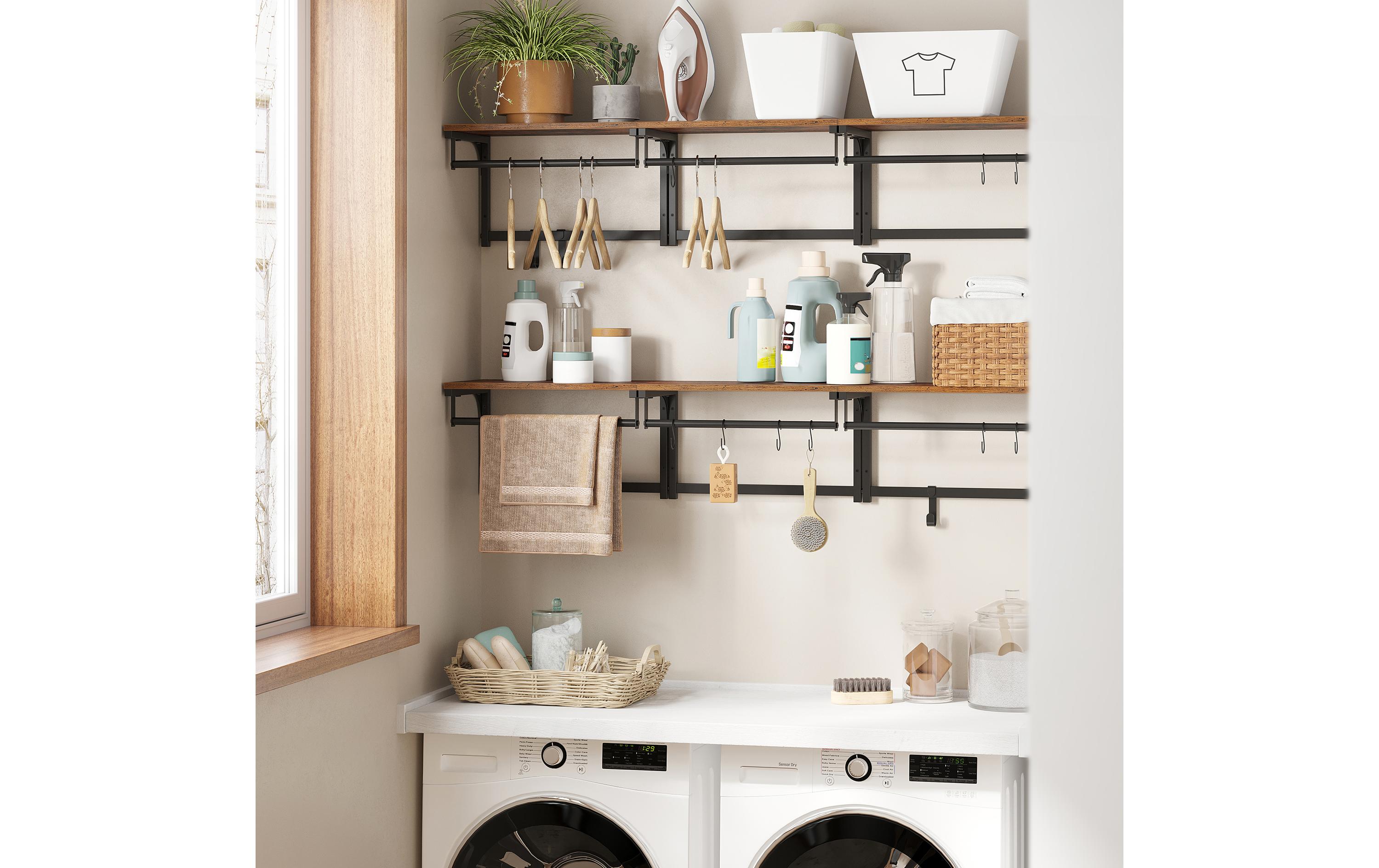 Wandgarderobe mit 8 Haken 40 x 24 cm, Braun/SchwarzWandgarderobe