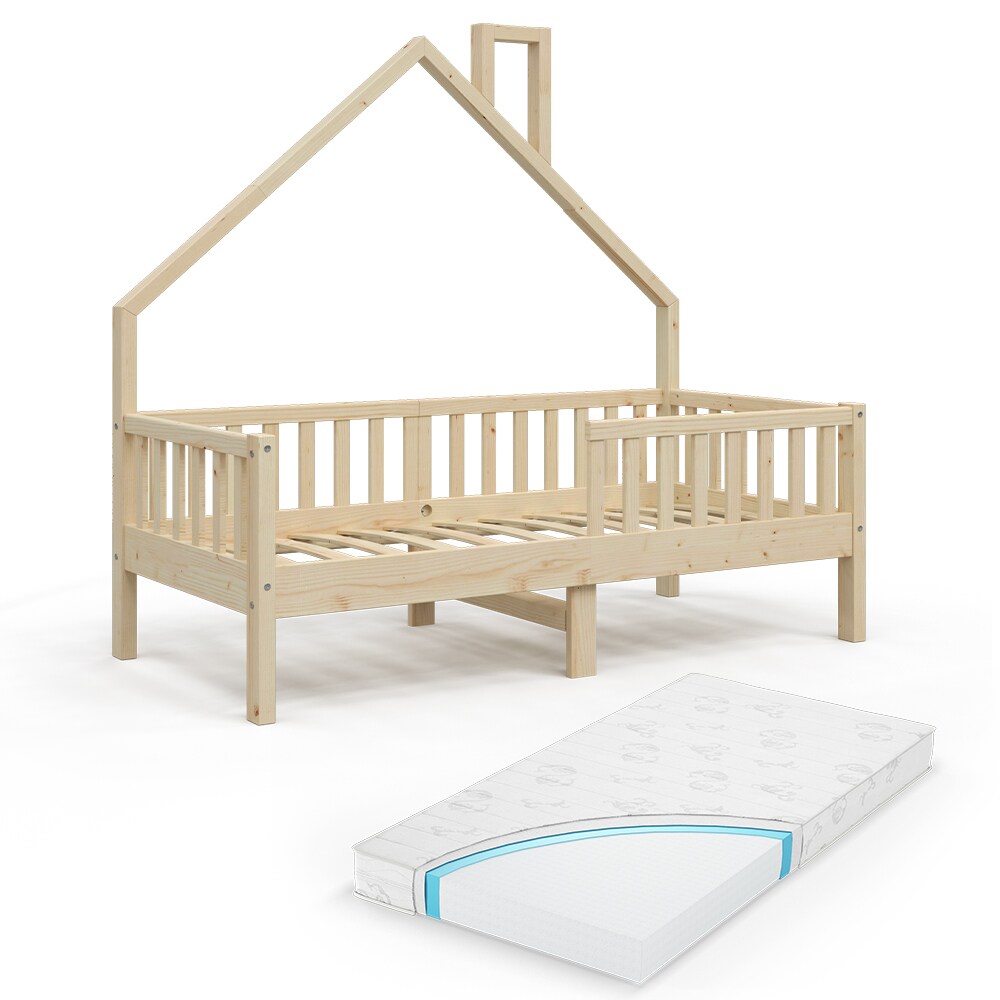 VitaliSpa Hausbett Kinderbett Spielbett Noemi 80x160cm inkl. Matratze natur